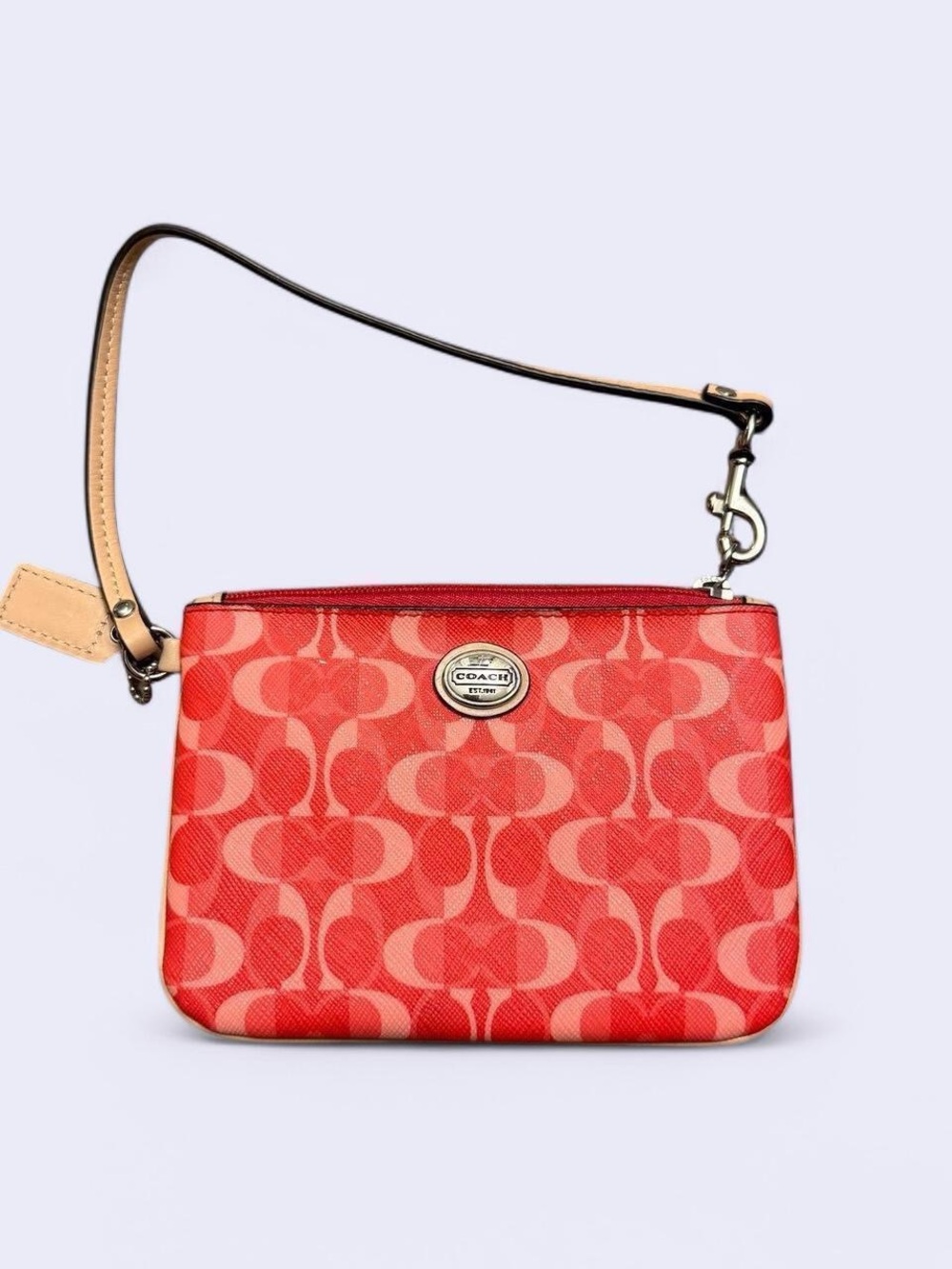 Vintage Y2K Coach Red/Pink Signature Canvas Wristlet